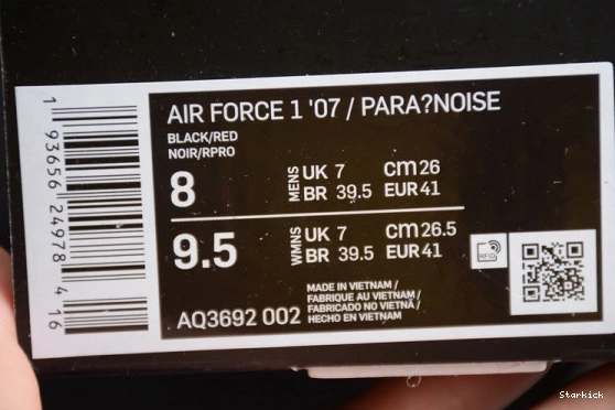 Nike Force1 Air AQ3692-002 Red GD Black PEACEMINUSONE X 1015